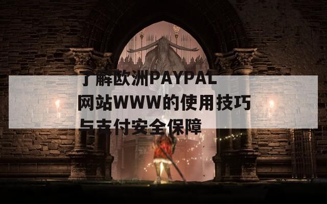 了解欧洲PAYPAL网站WWW的使用技巧与支付安全保障