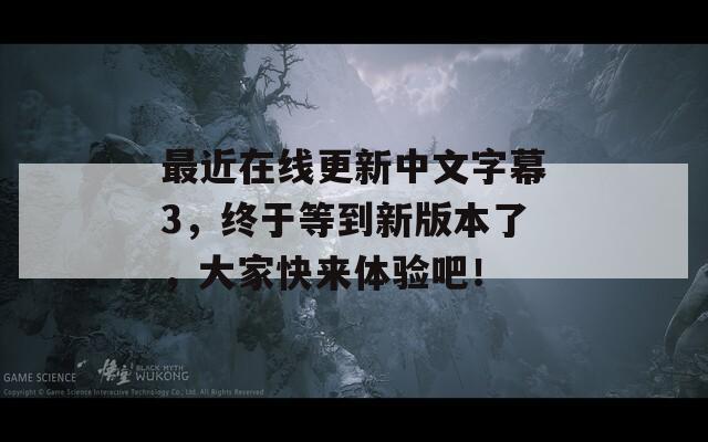 最近在线更新中文字幕3，终于等到新版本了，大家快来体验吧！