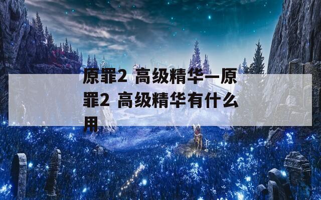 原罪2 高级精华—原罪2 高级精华有什么用