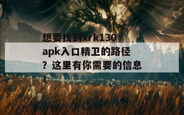 想要找到xrk130apk入口精卫的路径？这里有你需要的信息！