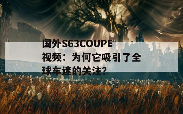 国外S63COUPE视频：为何它吸引了全球车迷的关注？